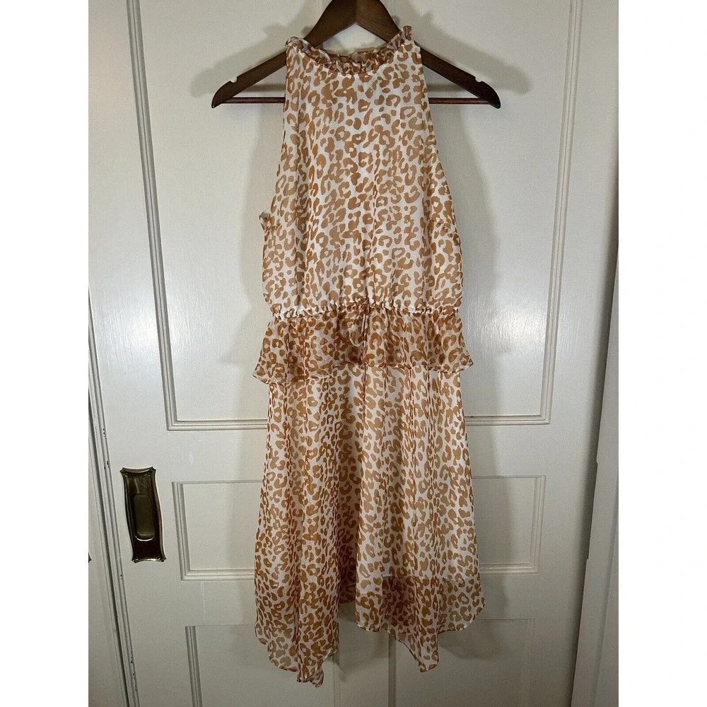 Sam Edelman Women's Animal Print Cheetah Halter Hankerchief Dress Size 6 - Picture 3 of 11